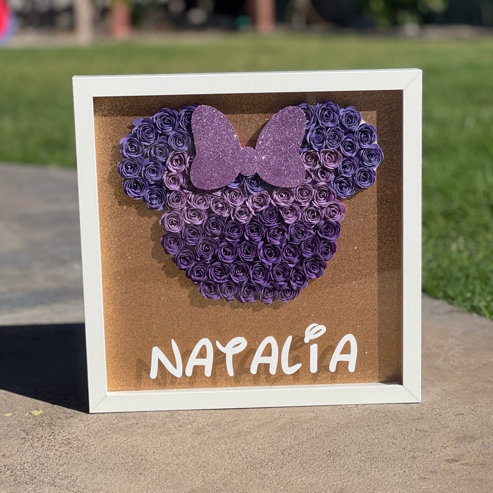 Flower personalized shadow box Mickey and Minnie